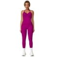 thumbnail image 2 of IDOPIP Workout Sets for Women Seamless Scunch Butt Lifting Impact Leggings Longline Strappy Halter Sports Bra Top 2 Piece Gym Active Outfits, 2 of 7