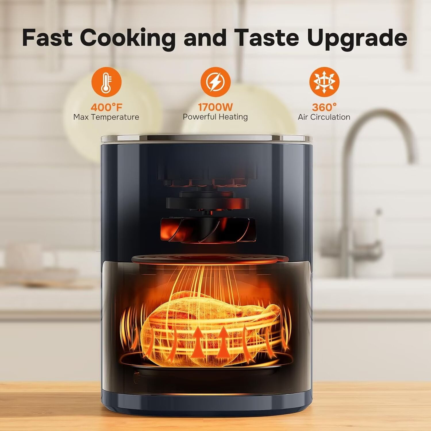 QUIOCOZY 12-in-1 Digital Air Fryer, 6.3 Qt Large Capacity, Viewing Window, Nonstick Dishwasher-Safe Basket, 1700W, Gray