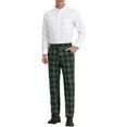 thumbnail image 2 of Unique Bargains Men's Plaid Slacks Regular Fit Flat Front Work Prom Checked Pants 30 Navy Green, 2 of 6