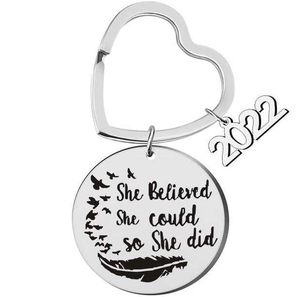 Collar para mujer, joyería para mujer, joyería para mujer 2022, llavero redondo de acero inoxidable, collar llamativo para regalo de aliento, llavero