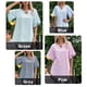 thumbnail image 5 of Camiseta informal para mujer, manga acampanada de encaje, pompón, camiseta holgada de manga corta co Abanopi Azul/Grande, 5 of 7