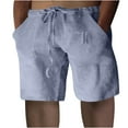 thumbnail image 2 of Flash Deals HOOMEUMY Men's Summer Drawstring Elastic Waist Solid Color Beach Shorts with Pockets Knee Length Trousers Blue 10, 2 of 7
