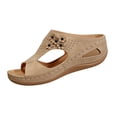 thumbnail image 3 of longantii Womens Orthopedic Sandals Non Slip Slip on Arch Support Flat Wedge Sandals Wide Width Hiking Shoes 2026 Comfortable Foam Shoes Khaki, 3 of 4