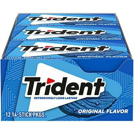 Trident Original Flavor Sugar Free Gum, 12 Packs Of 14 Pieces (168 Total Pieces)