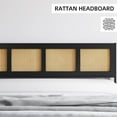 thumbnail image 3 of King Size Rattan Bed Frame with Headboard, Black Boho Cane Platform Bed Frame with Strong Metal Slat, Noise Free, No Box Spring Needed, 3 of 7