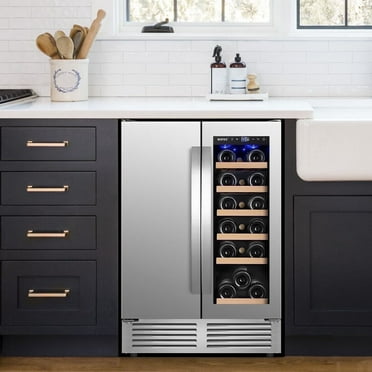 Nipus 24 Inch Wine and Beverage Refrigerator,Beverage Fridge  Undercounter,18 Bottle and 57 Can,Dual Zone Built-in  Beer Cooler