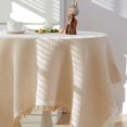 thumbnail image 1 of Mantel de Mesa Cuadrado 51x51 Pulgadas para 4 Personas, Lino y Algodón Premium Lavable Reutilizable, Color Beige, Mantel Decorativo para Comedor, Cocina y Uso Diario, 1 of 8