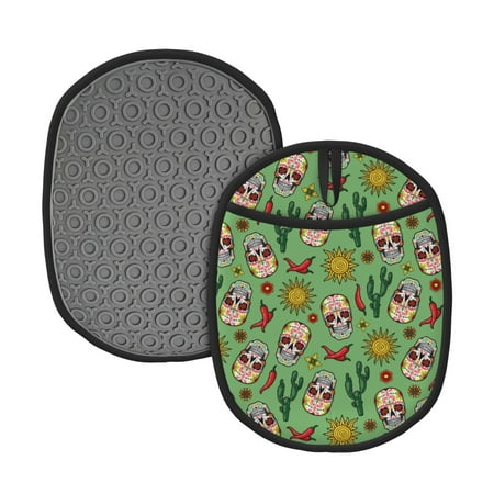 

Matuu Vintage Sugar Skull for Non Slip Pot Holder for Kitchen Baking and Cooking Silicone Pot Mat Mitten With Hanging Loop Heat Resistant 7.5 x 9.4 Inches