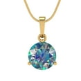 thumbnail image 3 of 2 ct Brilliant Round Cut Solitaire VVS1 Genuine Blue Moissanite Solid 14k Yellow Solid Gold Everyday Affordable Designer Necklace Pendant with 18" Solid Gold Chain by Clara Pucci, 3 of 6