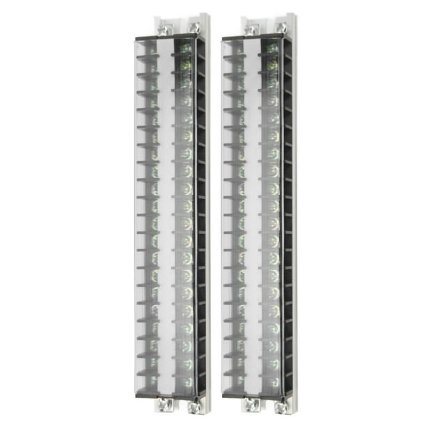 Terminal Barrier Strip, Dual Row Flame Resistant 15A Electrical Conductivity Terminal Strips For
