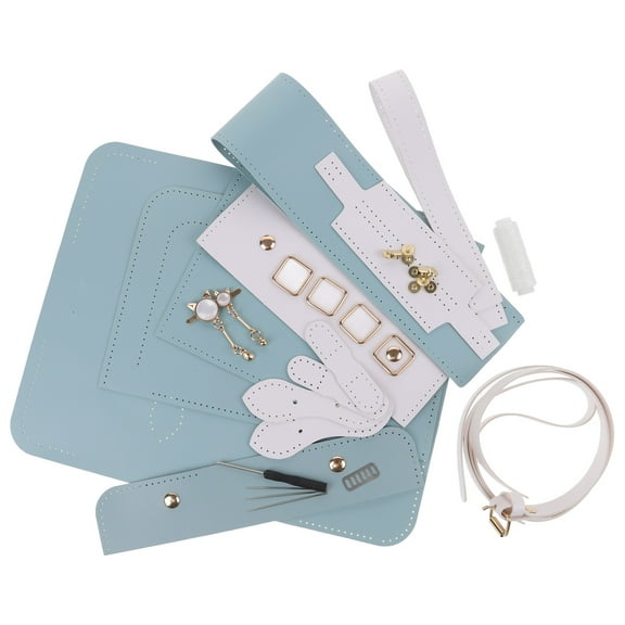 SHOWERORO 1 Set Diy Leather Knitting Bag for Bag Making Supplies Kit with Sky Blue Color for Handmade present