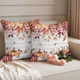 thumbnail image 6 of Outdoor Pillow Covers 20x20 Set of 2, Thanksgiving Waterproof Patio Throw Pillow Covers for Couch Sofa Chair, Fall White Orange Pumpkin Leaves Wooden Decorative Pillowcases for Throw Pillows, 6 of 9