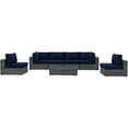 thumbnail image 4 of Modway Summon 7-Piece Aluminum and Rattan Patio Sectional Set in Canvas/Navy, 4 of 8