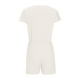 thumbnail image 6 of aidice Womens Rompers for Summer Ribbed V Neck Crisscross Short Sleeve Drop Shoulder Casual Jumpsuit, 6 of 6