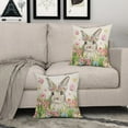 thumbnail image 3 of Easter Pillow Covers 18x18 Set of 2 Spring Cute Bunny Rabbit Eggs Watercolor Pink Blue Floral Easter Themed Decorative Throw Pillow Cases Outdoor Farmhouse Decoration for Sofa Couch Bed, 3 of 6