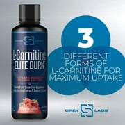 Siren Labs L-Carnitine Elite Burn Liquid Fat Burner and Metabolism Activator - Fat Loss Support Keto Friendly Weight Loss Increase Energy - Stimulant Free - Strawberry Blast 3000mg (32 Servings)
