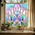 thumbnail image 2 of Green Fan Shaped Art Glass Window Film Static Cling Privacy Decal For Home Interior, 2 of 9