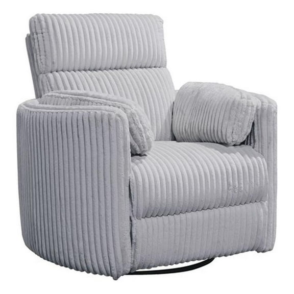 Rosebery Kids Modern Fabric Swivel Glider Recliner with USB Charger in Gray