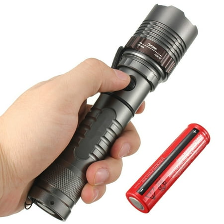 - 2600 Lm T6 LED Zoomable Focus Flashlight Torch Lamp Super Bright + 18650 Rechargeable Battery for Camping Hiking Cycling