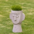 thumbnail image 2 of Adeco  Abstract Face Head Planter 15'' Flower Pot Beige, 2 of 5