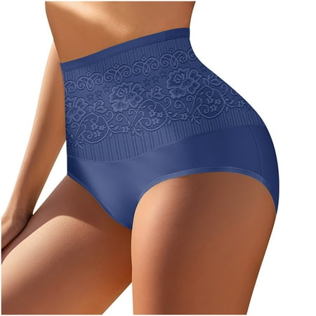 Plus Size Women Underwear  Women Solid Color Patchwork Briefs Panties Underwear Knickers Bikini Underpants Navy XL