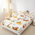 thumbnail image 3 of Castle Fairy Watercolor Animal Giraffe Fox Bear Bed Sheets 4-Piece,Kawaii Lion Elephant Full Size Sheets,Brown Sage Cream,1 Fitted Sheet, 1 Flat Sheet and 2 Pillowcases, 3 of 6