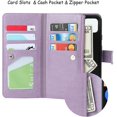 thumbnail image 6 of Wallet Case Compatible with Google Pixel 4a 5G,[6 Card Slots] [Wrist Strap] [Stand Feature] Detachable 2 in 1 Magnetic Zipper Leather Slim Cover Case for Google Pixel 4a 5G,6.2 inch Purple, 6 of 17