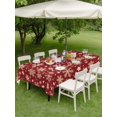 thumbnail image 3 of Outdoor Tablecloth with Umbrella Hole and Zipper, Christmas Snowflakes Rectangle Table Cloth 60x84 Inch Waterproof Tablecloth, Xmas Winter Watercolor Gold Red Picnic Table Cover for Patio Camping, 3 of 7