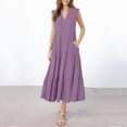 thumbnail image 7 of Womens Ruffle Tiered Maxi Dress Sleeveless V Neck Summer Casual Tank Sundress Cozy Flowy Long Dress (S, Purple), 7 of 7