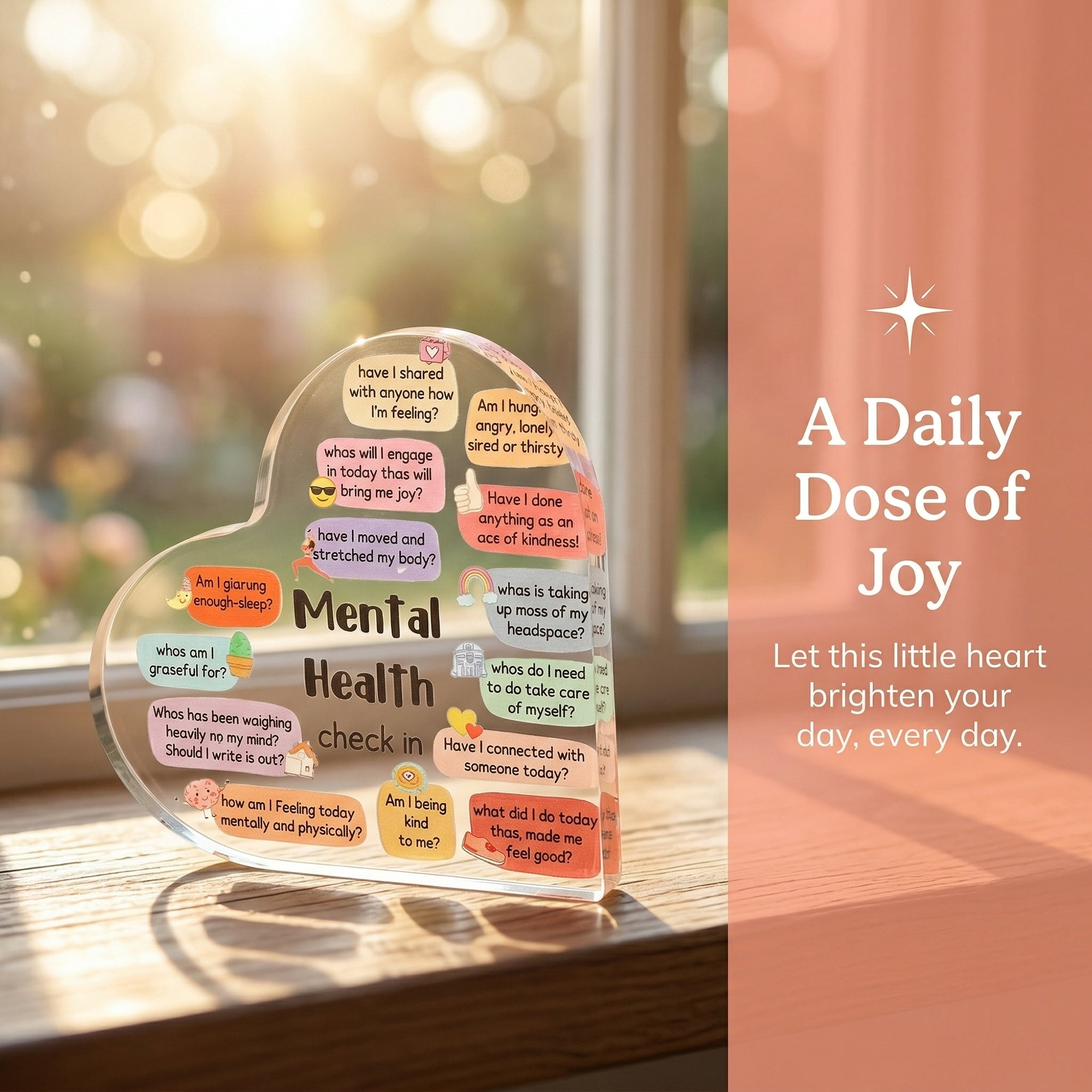 Unique Bargains Acrylic Heart Desk Sign Gift Keepsake Plaque for Coworker Style D 3.9in