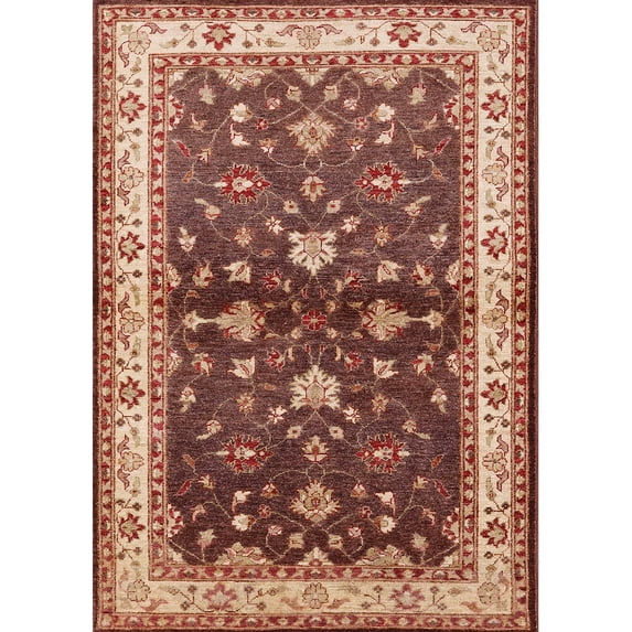 Ahgly Company Indoor Rectangle Mid-Century Modern SandyBrown Oriental Area Rugs, 2' x 5'