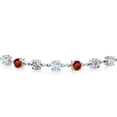 thumbnail image 2 of Gem Stone King 3.51 Ct Round Sky Blue Aquamarine Red Garnet 925 Sterling Silver Lab Grown Diamond Tennis Bracelet for Women (Fully Adjustable up to 9 inch), 2 of 3