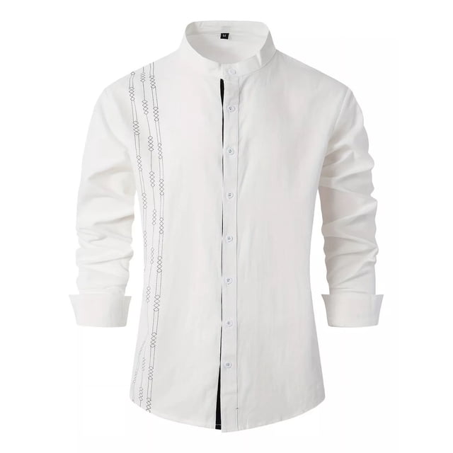 Camisa Casual De Manga Larga Estampada Para Hombre