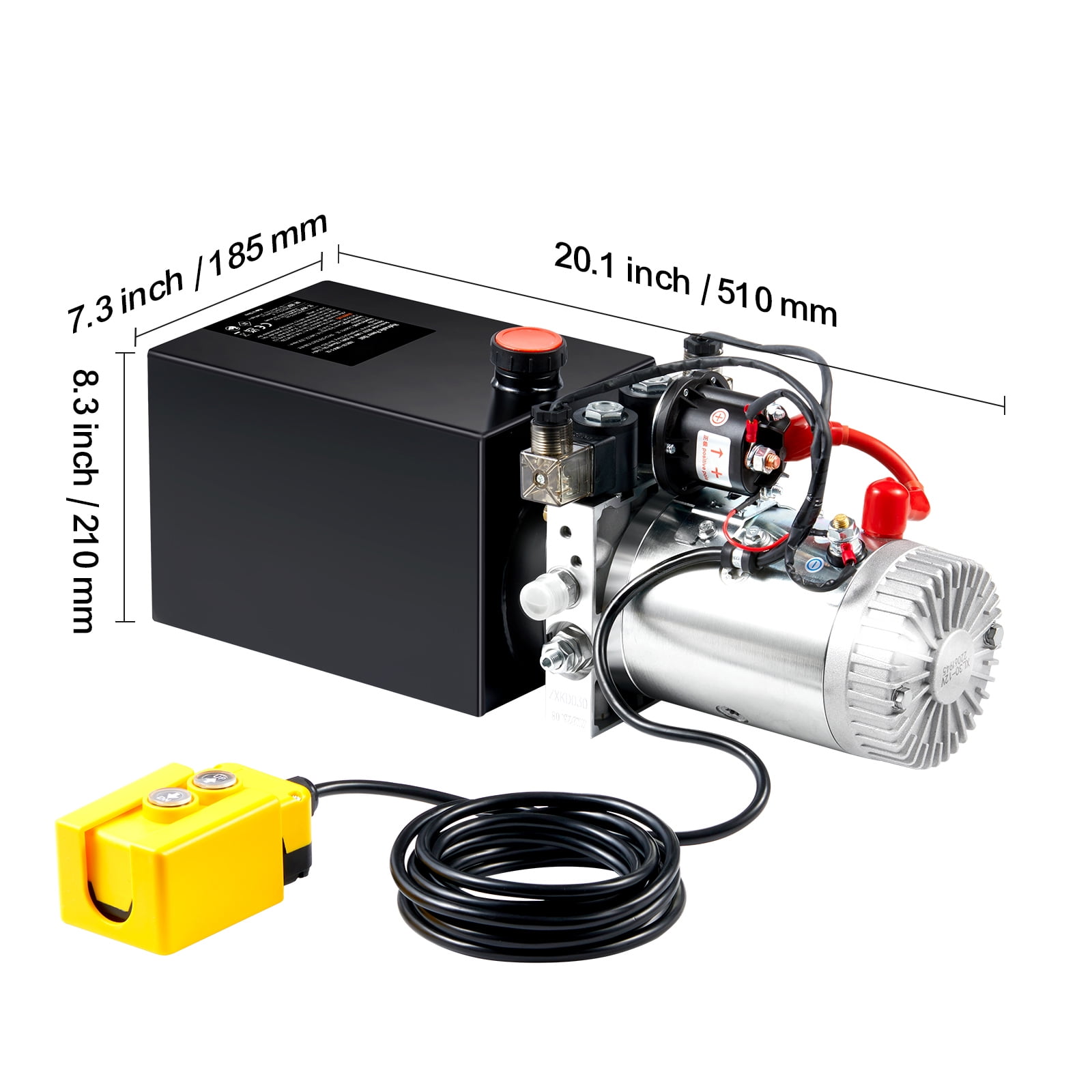 KFFKFF Hydraulic Pump, 8 Qt Power Unit, Double Action for Dump Trailers, 0.91 GPM, Max 3200 PSI, 12V DC for Vehicle Lifts