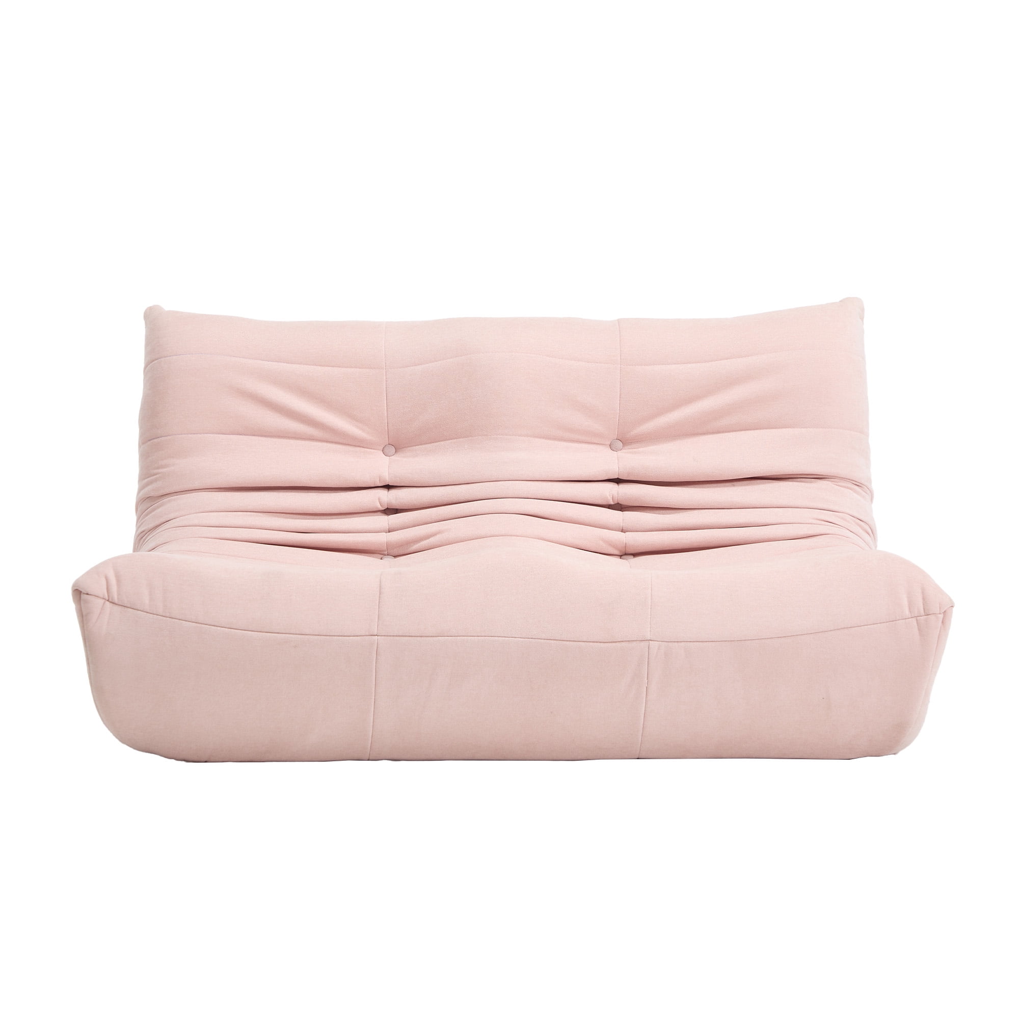 MOONMISS 53.14" Chenille Upholstered Oversized Lazy Sofa, 2-Seater Floor Sofa, Deep Seat Floor Bean Bag Loveseat for Cozy Home Decor, Pink