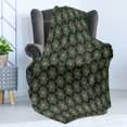 thumbnail image 4 of Vintage Soft Flannel Fleece Throw Blanket, Bicolor Abstract Design with Floral Motifs Timeless Retro Illustration, Cozy Plush for Indoor and Outdoor Use, 60" x 80", Emerald Beige, by Ambesonne, 4 of 5