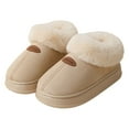 thumbnail image 4 of Rokment Fuzzy Winter Snow Boots House Shoes for Women Indoor and Outdoor Fashion Casual Plush Lined Warm Comfy Memory Foam Slippers Ankle Booties Khaki Size 7.5, 4 of 6