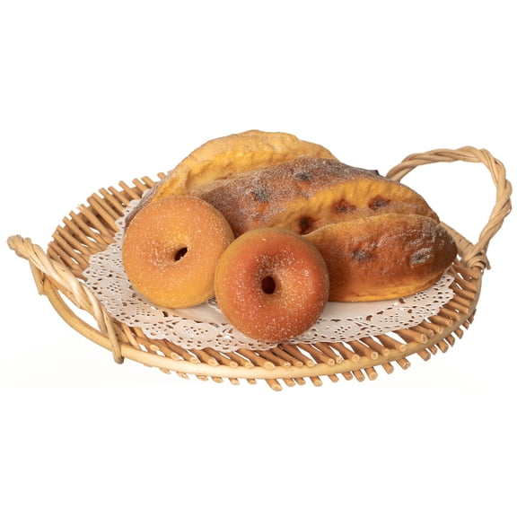 Wickerwise Woven Willow Tray Charger Farmhouse Decorative Centerpiece for Coffee Table Dining Room Kitchen Counter Bread Fruit Food & Drink Display Home Décor Organizer Party Platter Accent