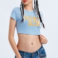 thumbnail image 4 of Lamuusaa Women T-shirt, Short Sleeve Crew Neck Letters Print Ladies Crop Top Summer Tops, 4 of 8
