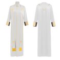 thumbnail image 4 of DayScoop Men's Halloween Black Pastor Robe with Gold Trim Cross Pattern Religious Priest Cosplay Outfit for Theme Costume Party, 4 of 4
