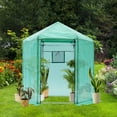thumbnail image 2 of Walk-in Greenhouse Hexagonal Upgrade Reinforced Frame Heavy Duty Plastic Greenhouse Reinforced Thickened Waterproof Insulation(6.9*7.5 ft), 2 of 6