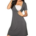 thumbnail image 3 of PALACLOTH Women's Maternity Short Sleeve V Neck Nursing Dress for Breastfeeding Sleepwear Nightgown, 3 of 6