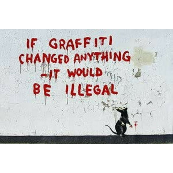 Banksy- If Graffiti Changed Anything CANVAS OR PRINT WALL ART