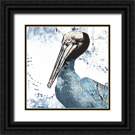 Ogren, Sarah 20x20 Black Ornate Wood Framed with Double Matting Museum Art Print Titled - Blue Pelican