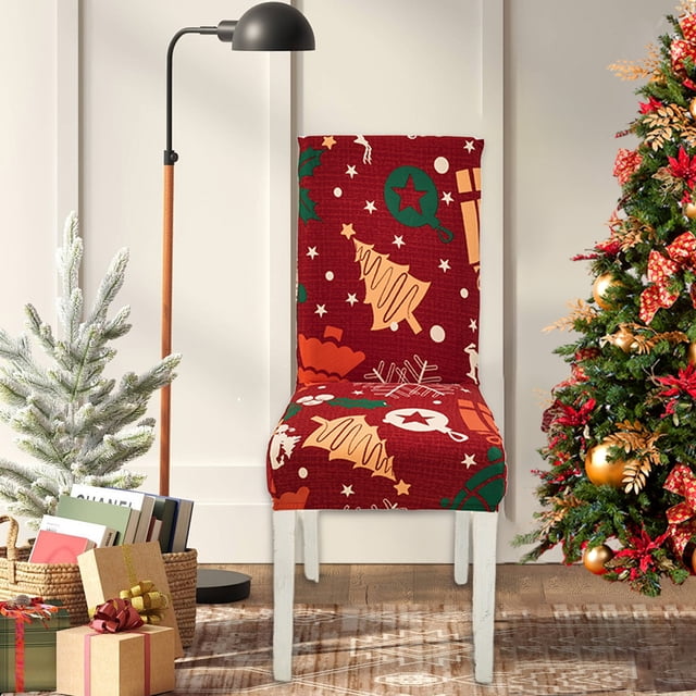 Boovnll Housse de Chaise Extensible de Noël Housse de Protection Adaptée à la Décoration de Restaurant de Noël Housse de Chaise Rouge Housse de Chaise Antipoussière