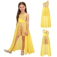 thumbnail image 7 of Hansber Sequin Romper Dress One Shoulder Sleeveless Flower Girls Wedding Party Pageant Gowns Gold 8, 7 of 7