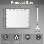 Fenchilin 23x18 Vanity Mirror with Lights Tabletop Wall Mount Metal White