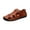 Brown #071, variant on Men's Hook Loop Closed Toe Fisherman Sandals,Fashion Hand Stitching Leather Outdoor Hiking Waterproof Athletic Sandals Summer Beach Shoes, 38