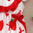 thumbnail image 4 of Baby Onesies Girl Baby Girl Strawberry Outfit Flutter Sleeve Strawberry Bow Smocked Romper Infant Baby Gingham Summer Clothes, 4 of 9
