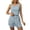 Light Blue, variant on Womens 2 Piece Pajama Set Short Sleeve Crewneck Cutout Top Side Slit Shorts Elastic Waist Summer Sleepwear